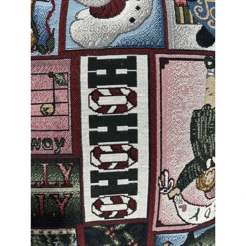 Vintage Tapestry‎ Style Santa Snowman Gingerbread Pillow 15 X 15 Christmas